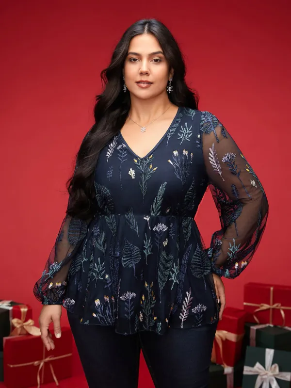 Enchanted Forest Embroidered Elastic Waist Blouse sold by Bloomchic