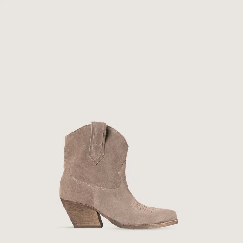 Leila Taupe Texan boots sold by Kali Shoes