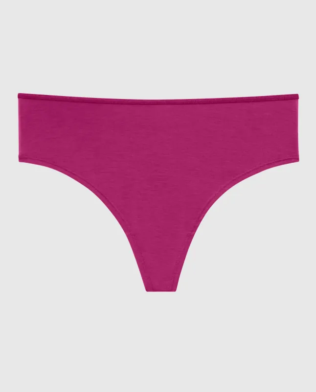 Ultrasoft High Leg Thong Panty in Outrageous Pink sold by La SENZA