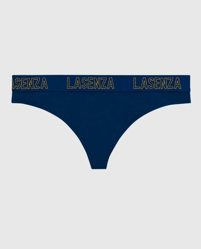 Thong Panty with Logo Band in Ocean Cavern sold by La SENZA