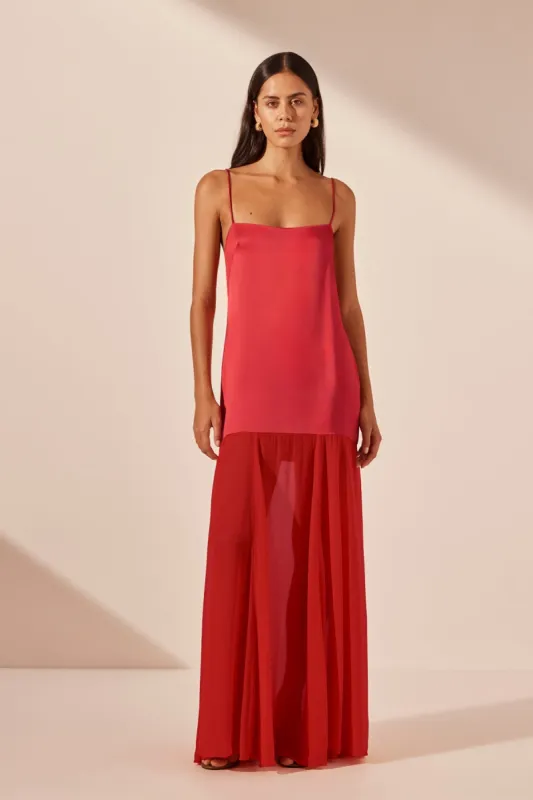 MORAYA DROPPED WAIST MAXI DRESS - CHILLI sold by Shona Joy