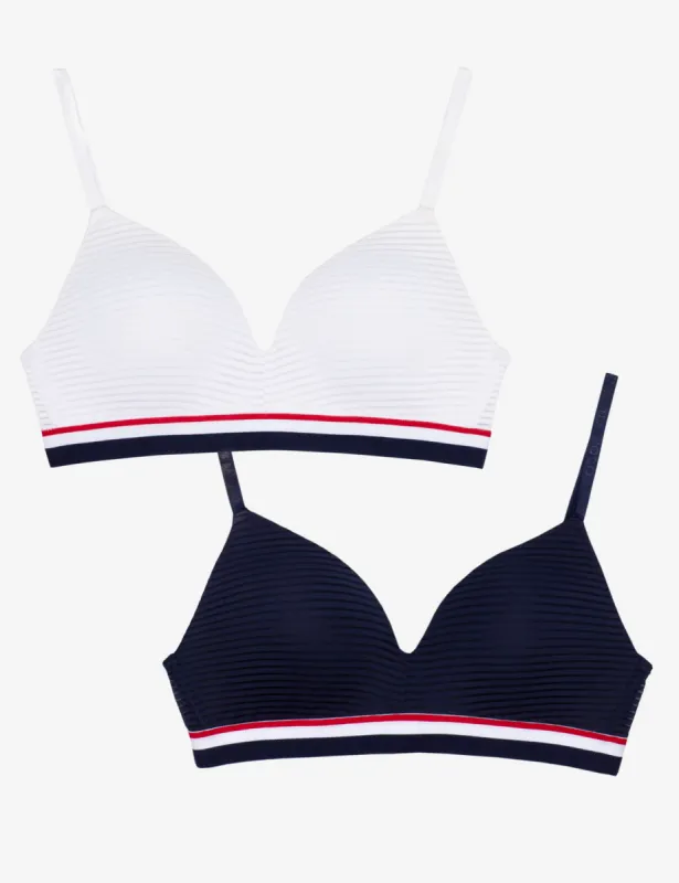2PK SIG STRIPE MICROFIBER MOLDED CUP BRAS sold by U.S. Polo Assn.