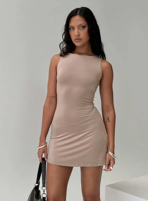 Karreey Mini Dress Mocha sold by Princess Polly