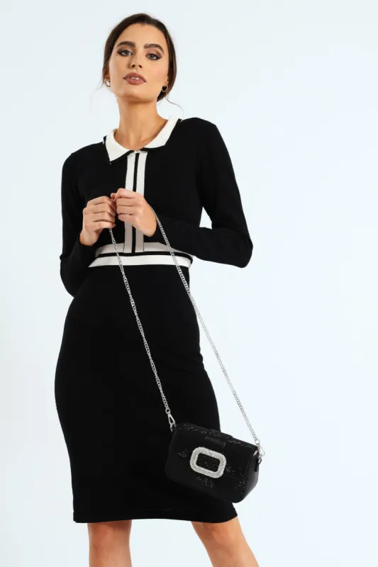 Rhinestone Evening Satchel - Black sold by Edgars 