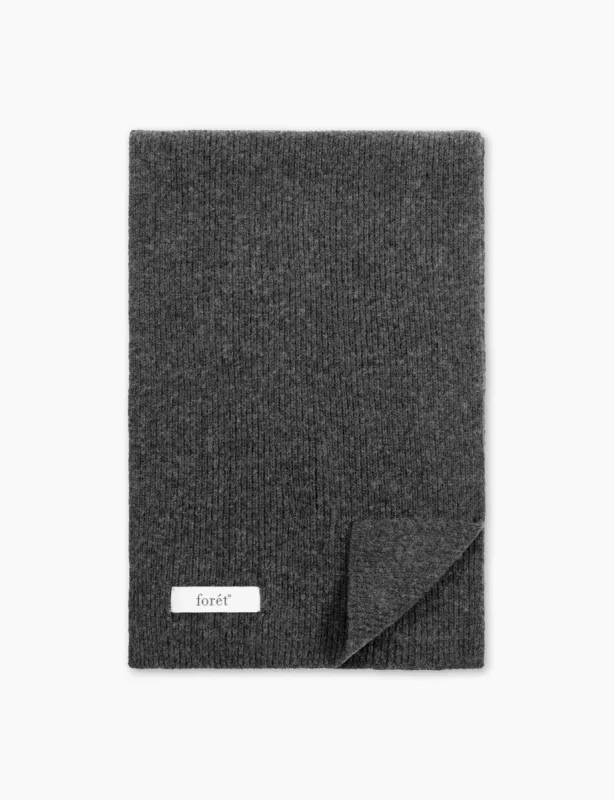 RELAX RIB SCARF - DARK GREY MELANGÉ sold by Foret