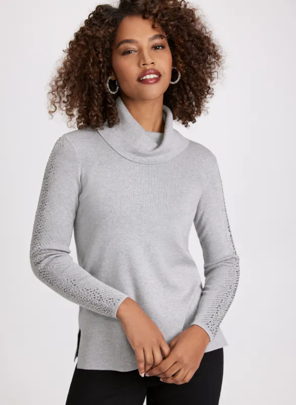 Rhinestone Trim Knit Sweater sold by Laura