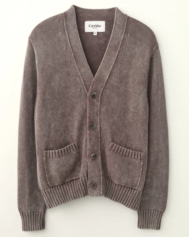 Acid Wash Cardigan - Purple sold by Corridor