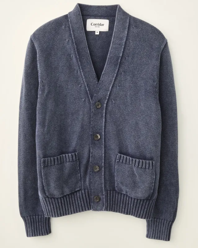 Acid Wash Cardigan - Midnight sold by Corridor