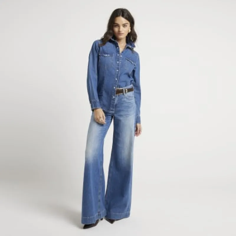 Blue denim western shirt sold by River Island
