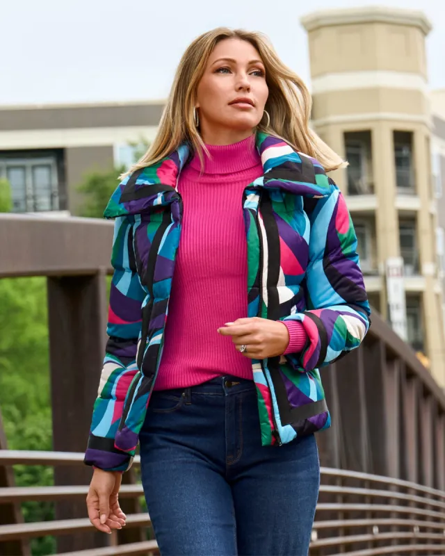 Printed Puffer Jacket Multi sold by Boston Proper