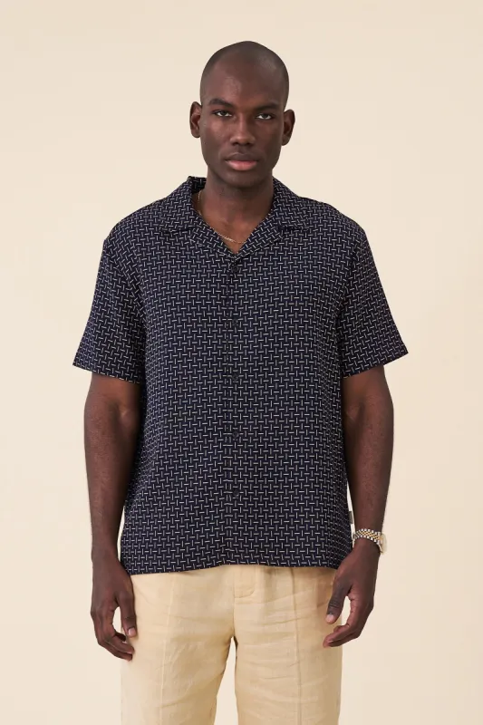 STRIPE CUBAN SS SHIRT - NAVY sold by Bound
