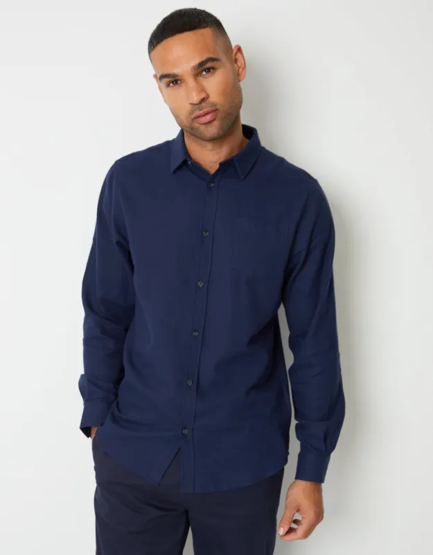 Threadbare Men's Navy Brushed Flannel Long Sleeve Shirt sold by Threadbare