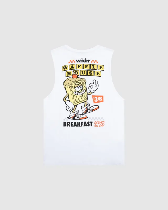 WAFFLE HOUSE MUSCLE TOP - WHITE sold by WNDRR