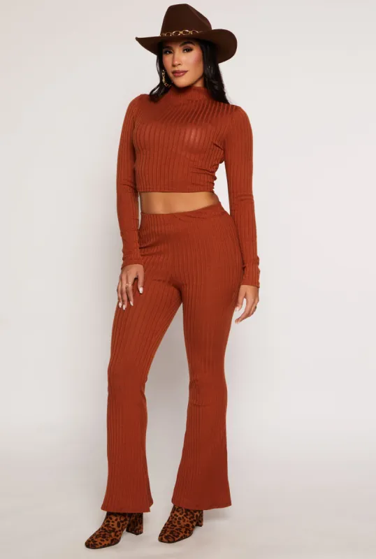 Ribbed Knit Mock Neck Crop Top sold by Rainbow