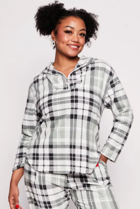 Plus Size Fleece Half Zip Hoodie sold by Rainbow