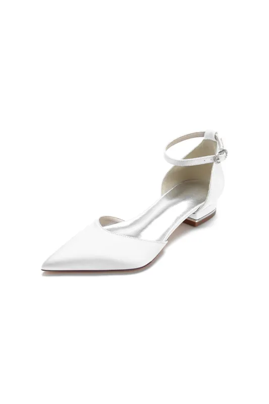Satin Pointed Toe Ankle Strap Kitten Heels sold by KissProm