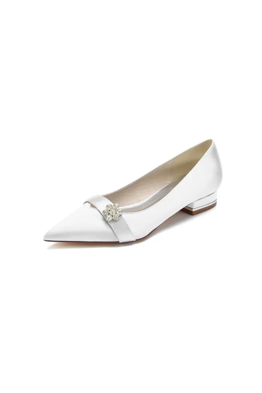 Satin Pointed Toe Floral Beading Kitten Heels sold by KissProm