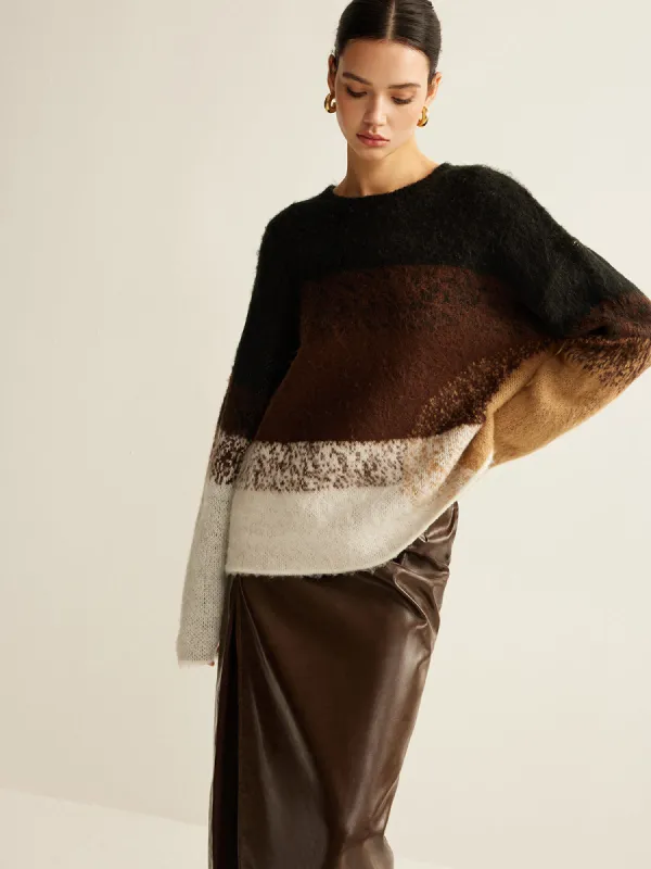 Versatile Color Block Loose Sweater sold by COMMENSE