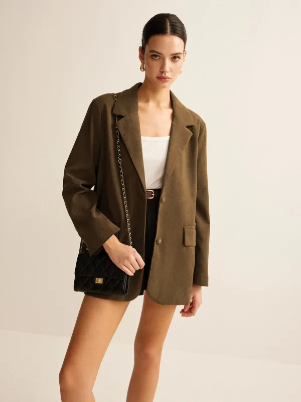 Corduroy Lapel Blazer sold by COMMENSE