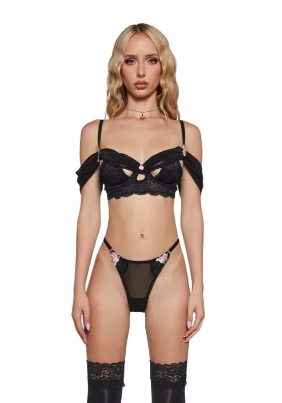 Private Kingdom Lingerie Set - Black sold by Dolls Kill