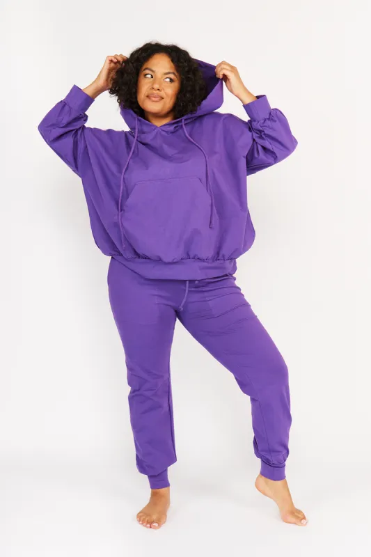 Limited Edition Oversized Cropped Hoodie in T.Purple sold by Manners London