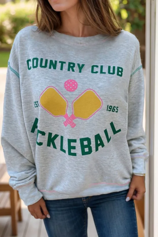 Pickleball Round Neck Dropped Shoulder Sweatshirt sold by Charming Charlie