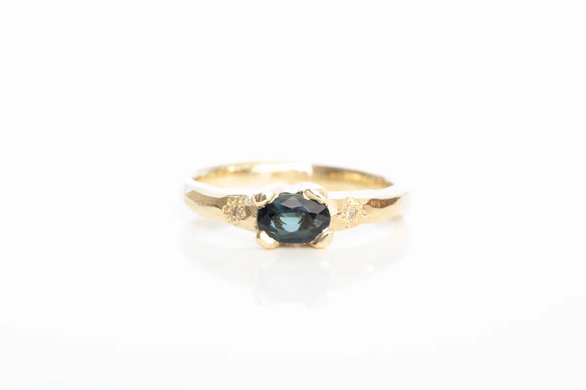 Argus Ring - 9ct Yellow Gold with Teal Sapphire sold by Sophie Divett Jewelry