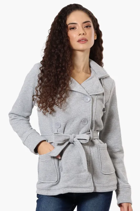 Fahrenheit Sherpa Lined Double Breasted Lightweight Jacket - Grey sold by Fairweather