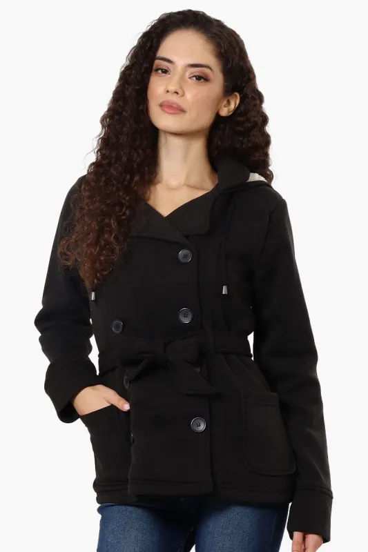 Fahrenheit Sherpa Lined Double Breasted Lightweight Jacket - Black sold by Fairweather