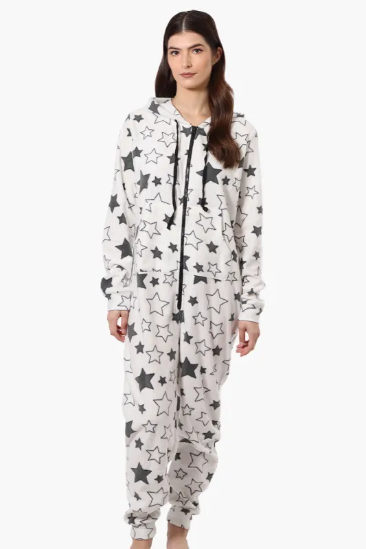 Cuddly Canuckies Hooded Star Pattern Onesie - White sold by Fairweather