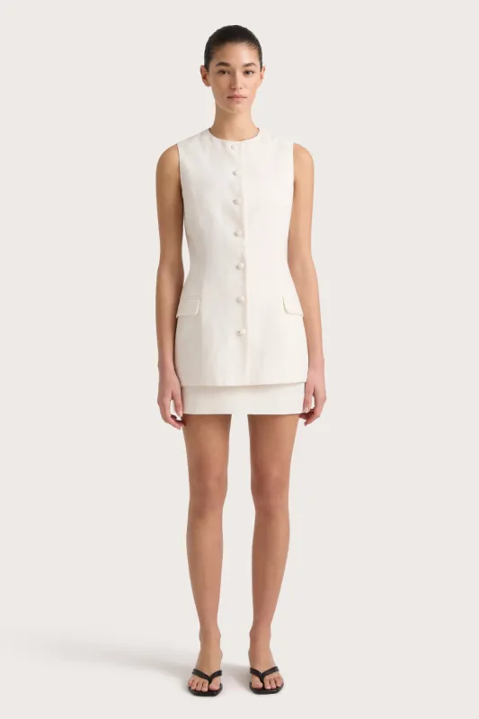 Jane Mini Skirt White sold by Faithfull the Brand