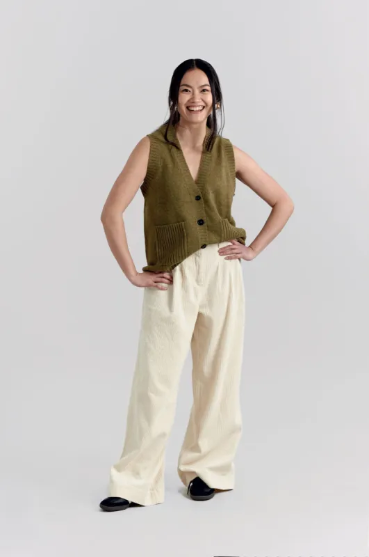 Lola Organic Cotton Corduroy Trouser Winter White sold by Ivalo.com
