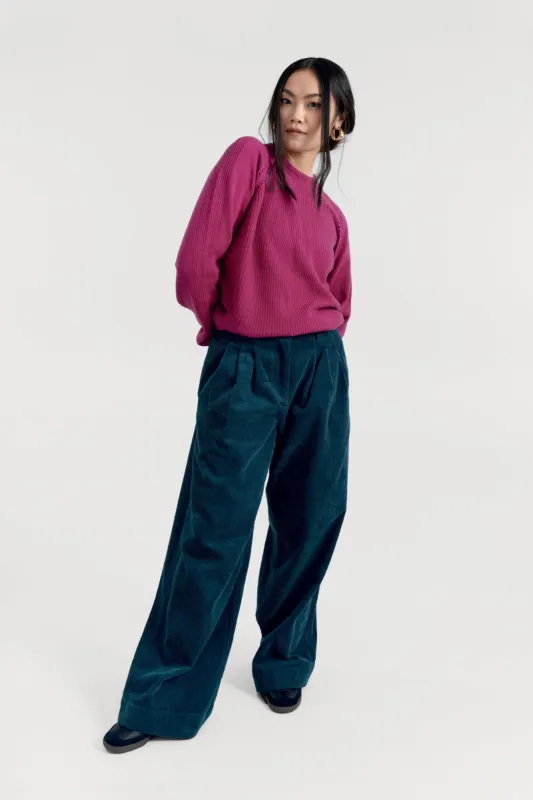 Lola Organic Cotton Corduroy Trouser Marine Green sold by Ivalo.com