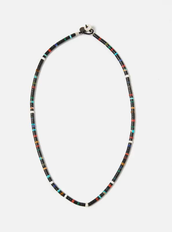 Mikia Necklace Heishi Beads in Jet/Multi sold by Universal Works