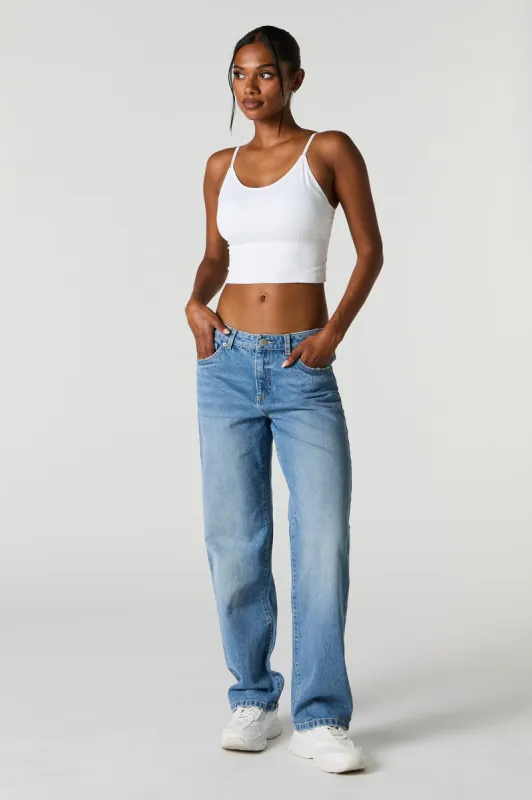 Medium Wash Slouchy Straight Leg Jean sold by Charlotte Russe
