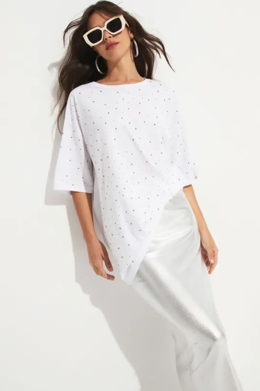 June Women's Oversized Cotton T-Shirt with Stone Details and Crew Neck sold by wboxgo