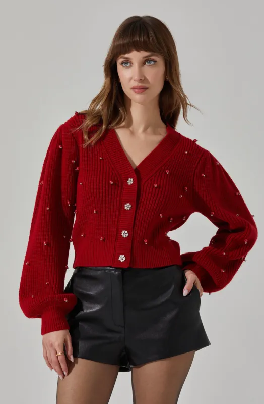 Delsie Pearl Embellished Cardigan sold by Astr