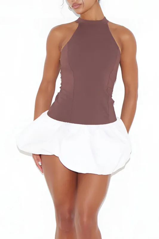 Patchwork Puff Mini Dress sold by Micas
