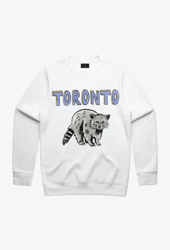 Toronto Raccoon Sketch Crewneck - White sold by Peace-Collective