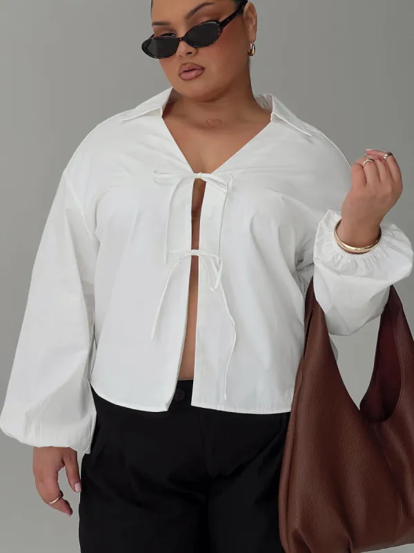 Rinon Long Sleeve Top White Curve sold by Princess Polly