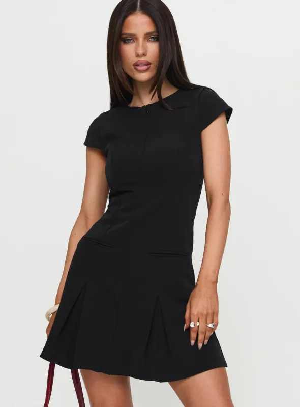 Kolette Pleat Mini Dress Black sold by Princess Polly