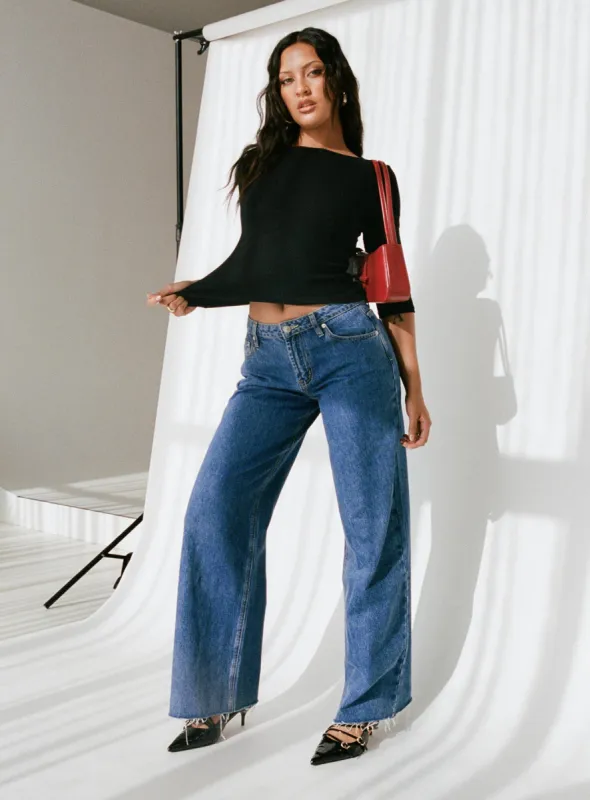 Darla Low Rise Straight Jean Mid Wash sold by Princess Polly