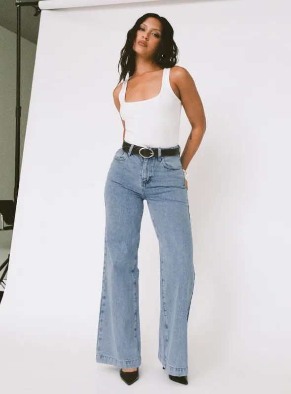 Goldie High Wide Jean Light Wash sold by Princess Polly