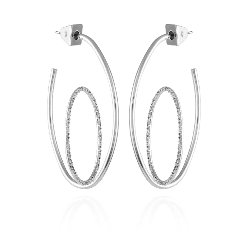 Silvertone Orbital Double Hoop Earrings sold by Vince Camuto