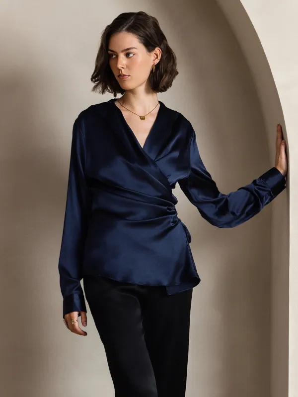 19 Momme Silk Fashionable V-Neck Shirt sold by SilkSilky