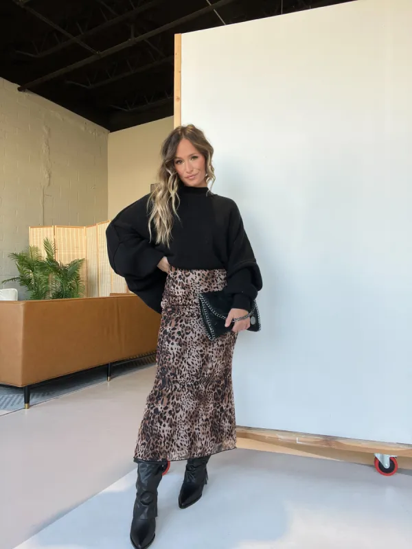 Onto You Mesh Midi Skirt Leopard sold by Chic by Ally B