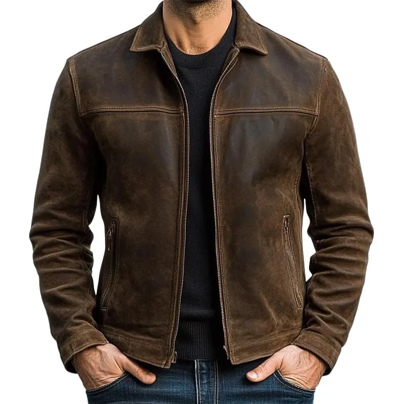 【24-hour shipping out】Mens Classic Fashion Zipper Leather Jacket 98679789U sold by Manly