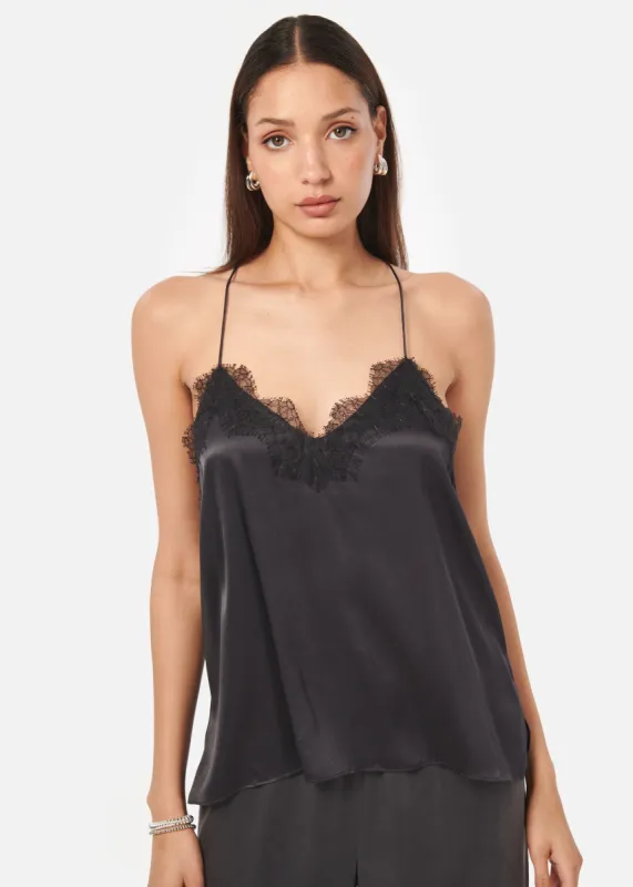 Racer Charmeuse Camisole Graphite sold by Cami NYC