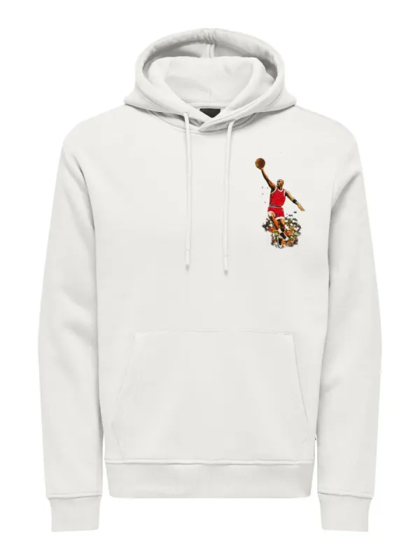 Only & Sons Jordan Jumping Man Hoodie Wit sold by Burned Sports