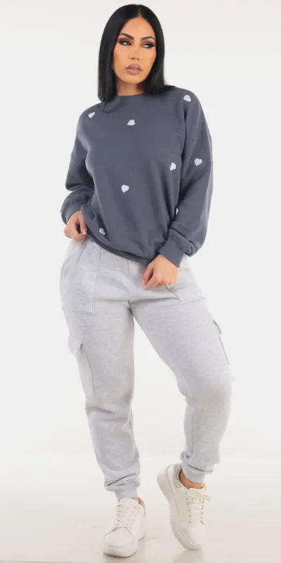Blue Fleece Cargo Joggers Set sold by Moda